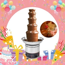 110V 4-Tier Stainless Steel Hot Luxury Chocolate Fountain Dessert Wedding Party