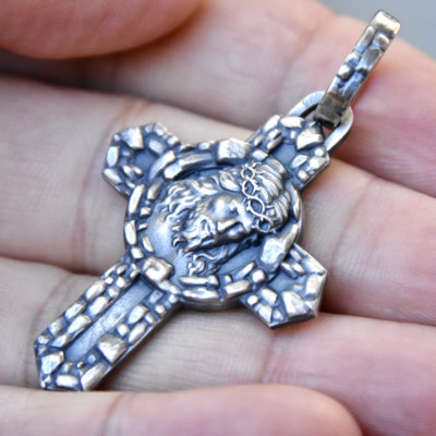 New Jesus Christ Sterling Silver 925 Cross Pendant INRI Religious ...