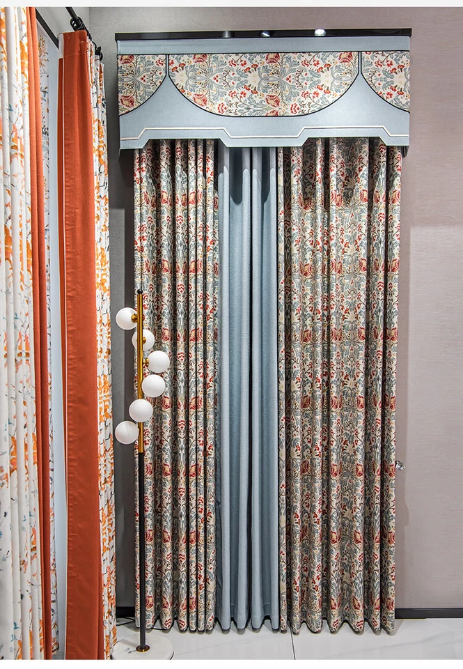 Impresión de jardín algodón americano lino tela apagón cortina cenefa cortina C1337 Foto 4 de 4