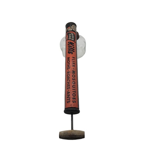 Vintage Black Flag Bug Pump Spray Glass Reservoir Halloween Rustic Advertising - Picture 7 of 9