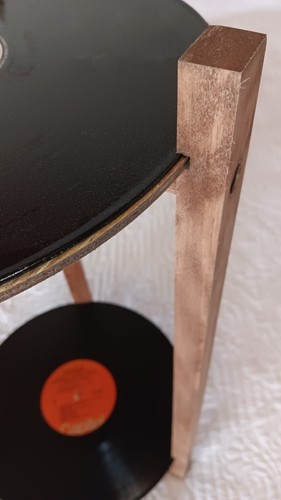 Record Table, Two Shelf LP Retro Record Side Table, Plant Stand - Picture 3 of 6