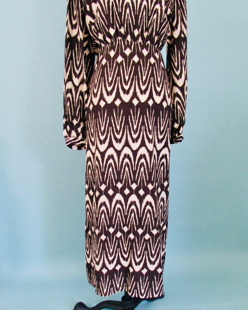Size: XL ZARA Dress Print Maxi Cutout Brown & Cream Long Sleeve Women | eBay