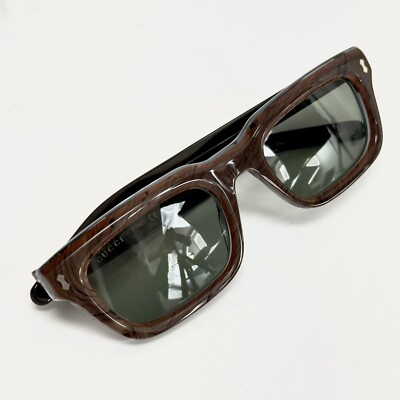 GUCCI 1524 Brown Wood Print Green Narrow Gg1524S Unisex Square
