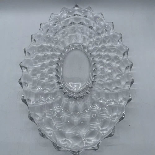 Large Oval American Fostoria Elegant Glass Serving Platter  Plate 14.25"x 9-3/4"