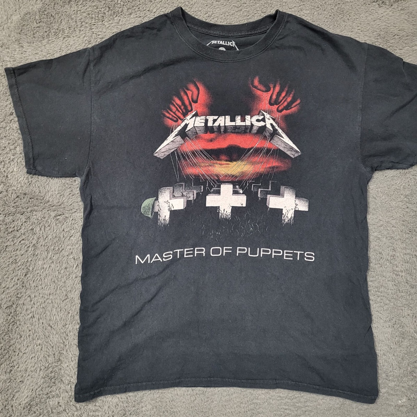 Metallica Master Of Puppets T-Shirt LG Black 100% Cotton Band Tee