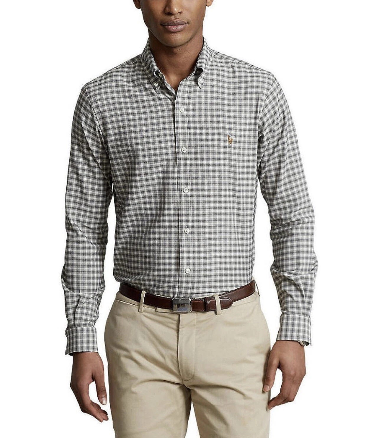 Polo Ralph Lauren Classic-Fit Performance Long Sleeve Woven Shirt Grey-Check