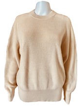 IDLF X Uniqlo Cotton Rib Jumper Womens Size XL Beige Crew Neck Long Sleeve