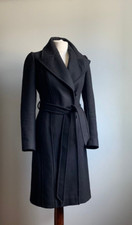 Reiss Archive Trench Pea Coat Xs 6 8 Belt Wool Long Black Military Smart Envy