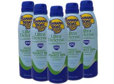 5-Pack Banana Boat Ultra Defense SPF 100 Sunscreen Spray,  Adult Sunblock 6 oz