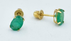 GENUINE 1.34 Cts EMERALD STUD EARRINGS 14K GOLD - Free Appraisal - SCREW BACKS