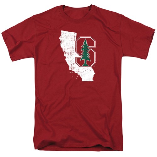 Stanford University Adult T-Shirt State Shape, Cardinal, S-3XL