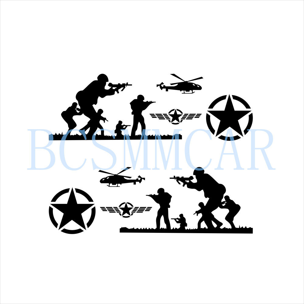 Army Star Car Stickers Auto Body Side Doors Decals Trim Accessories Waterproof