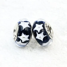 2pcs Authentic Starfish Murano Glass Bead European Charm 925 Sterling Silver