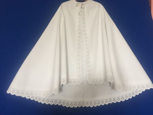 Ancienne grande cape manteau de baptême en piqué gratté/ faite main (ref :C64) - Photo 1/9
