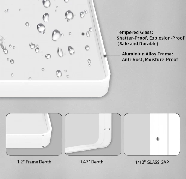 Espejo de baño para pared LOAAO 24"X36" con marco de metal blanco (W6090) Foto 4 de 4