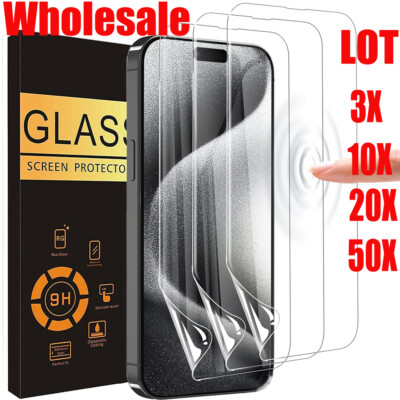 Wholesale 50X Hydrogel Screen Protector Film For iPhone 16 15 14 13 12 Pro Max 8