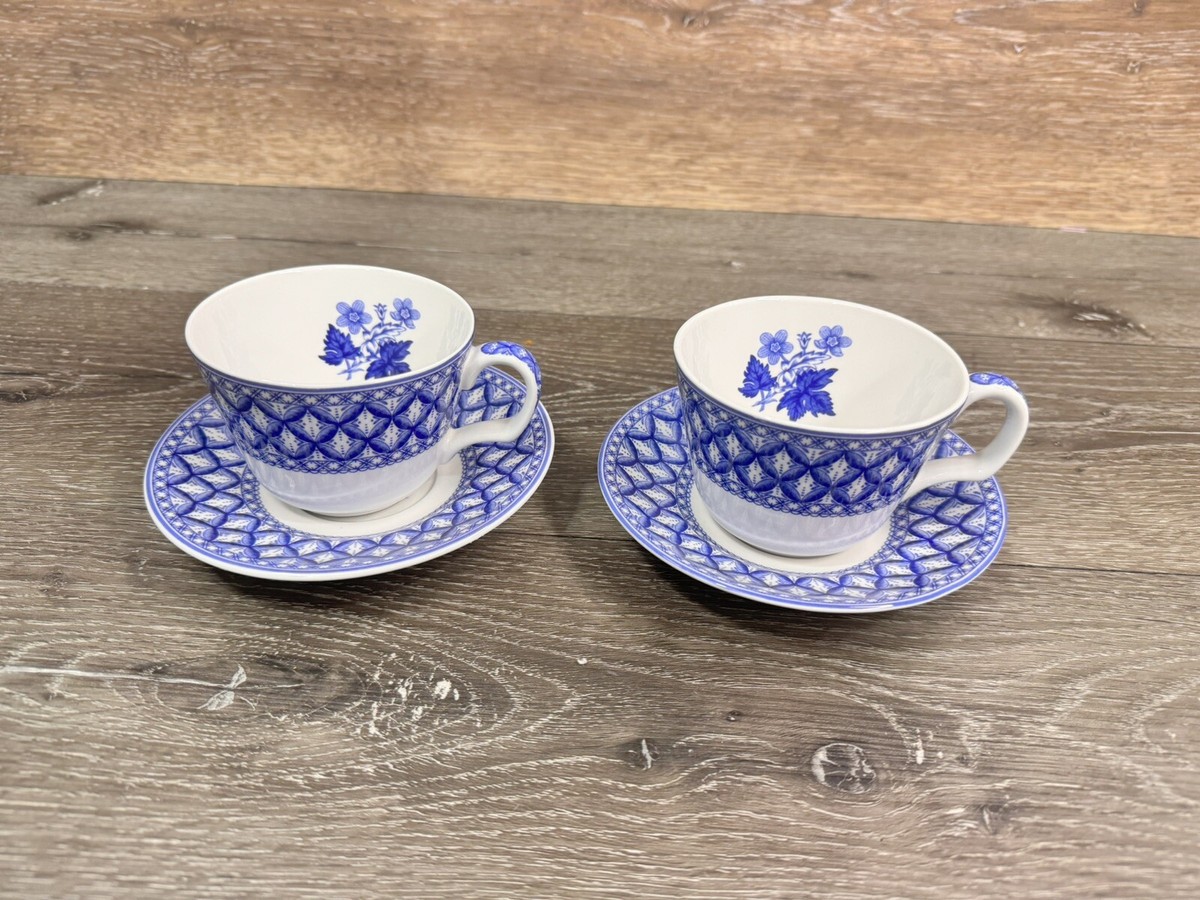 Tazza Spode Blue Room Geranium - Ceramica Decorazione Floreale Blu - Mug Da Collezione