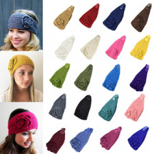 Winter Wide Camellia Flower Knitted Crochet Headband Headwrap Earwarmer Hairband