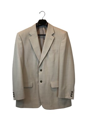 Meeting Street Blazer Sportcoat Mens 42R Wool Lightweight Beige Seldom Worn