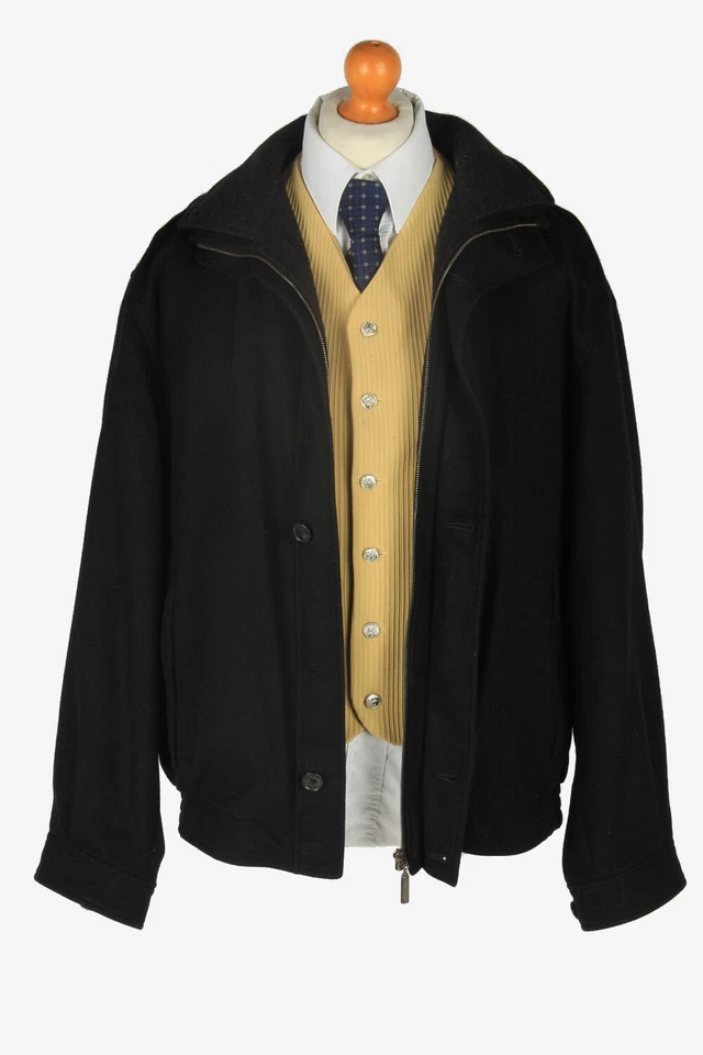 Pierra Cardin Wool Classic Jacket Vintage Lined Warm Retro Black Size L -C2360 - Image 2 of 4