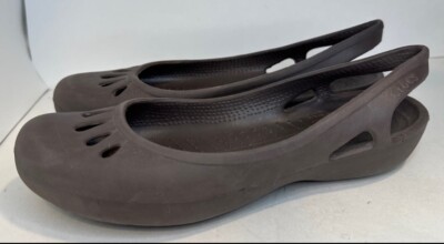 Crocs Brown Malindi Ballet Slip-ons Slingback Flat Shoes Women 9 Chocolate