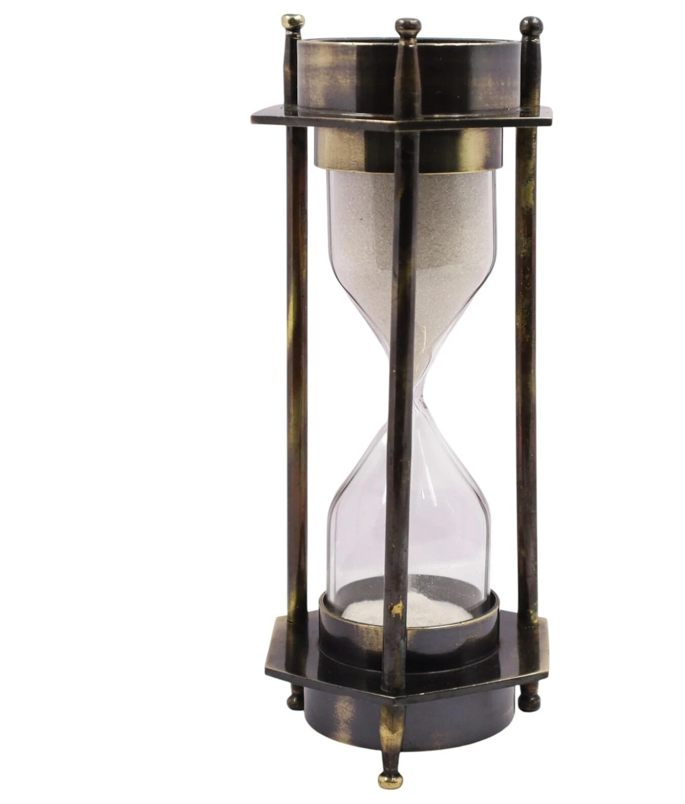 Custom Gunmetal 3 Minutes Hourglass with Compass Antique Sytle Sandtimer Decor