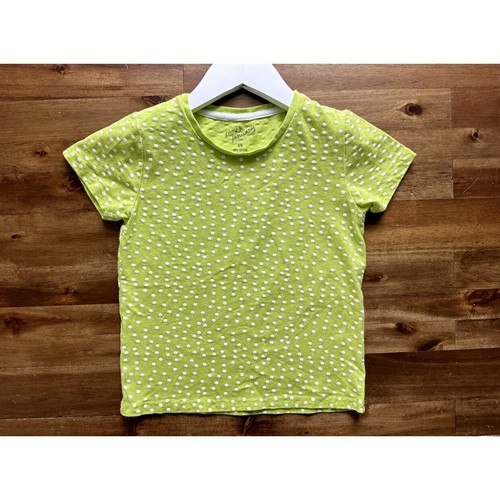 June & January Lime Green Polka Dot Cotton Knit Short Sleeve Cotton Tee Top 5/6 - Picture 2 of 4