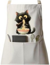 Funny Blact Cat Aprons for Men Women, Cooking Kitchen BBQ Chef Aprons Gifts