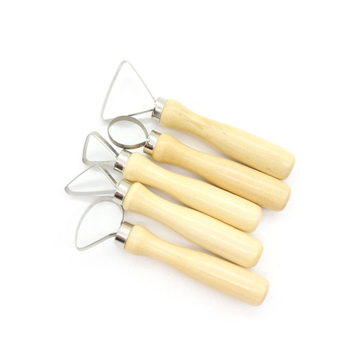 10 PCS Set Pottery Sculpting Tool Set Stainless Steel Wooden Thick Handle Flat - Picture 4 of 12