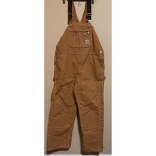 Carhartt R41 BRN Duck Bib Overalls Mens 42x30 Brown Double Knee Work Dungarees