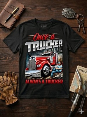 Once a Trucker Always a Trucker Shirt, Retired Truck Driver Gift, Red Big Rig Se