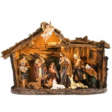 Christmas Nativity Set 9.5 Inch Village with LED Lights Figurine Nativity Mus...
