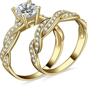 Authentic Anillos Sortijas De Oro 14k de Compromiso Matrimonio Boda Para Mujer Tres Tonos