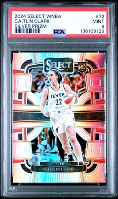 #ad #ad PSA 9 Caitlin Clark Silver Prizm RC Panini Select 2024 WNBA Card #72 Mint $89.00