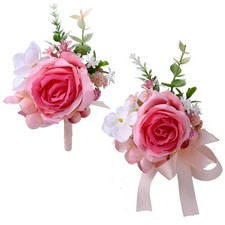 Artificial Rose Flower Corsage Boutonniere Wedding Groom Groomsmen Decor