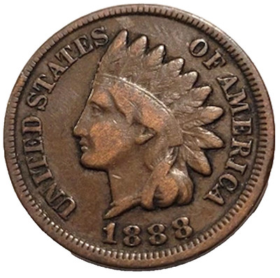 1888 Indian Head Penny Fine - Very Fine Condition (F-VF) Very Sharp Strike Coins