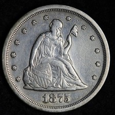 1875-S Seated Liberty Twenty Cent Piece AU E219 ORCNM