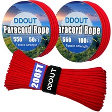 DDOUT Paracord Nylon Rope Red 50ft with 7-Strand Core, 10 Colors 50 ft,