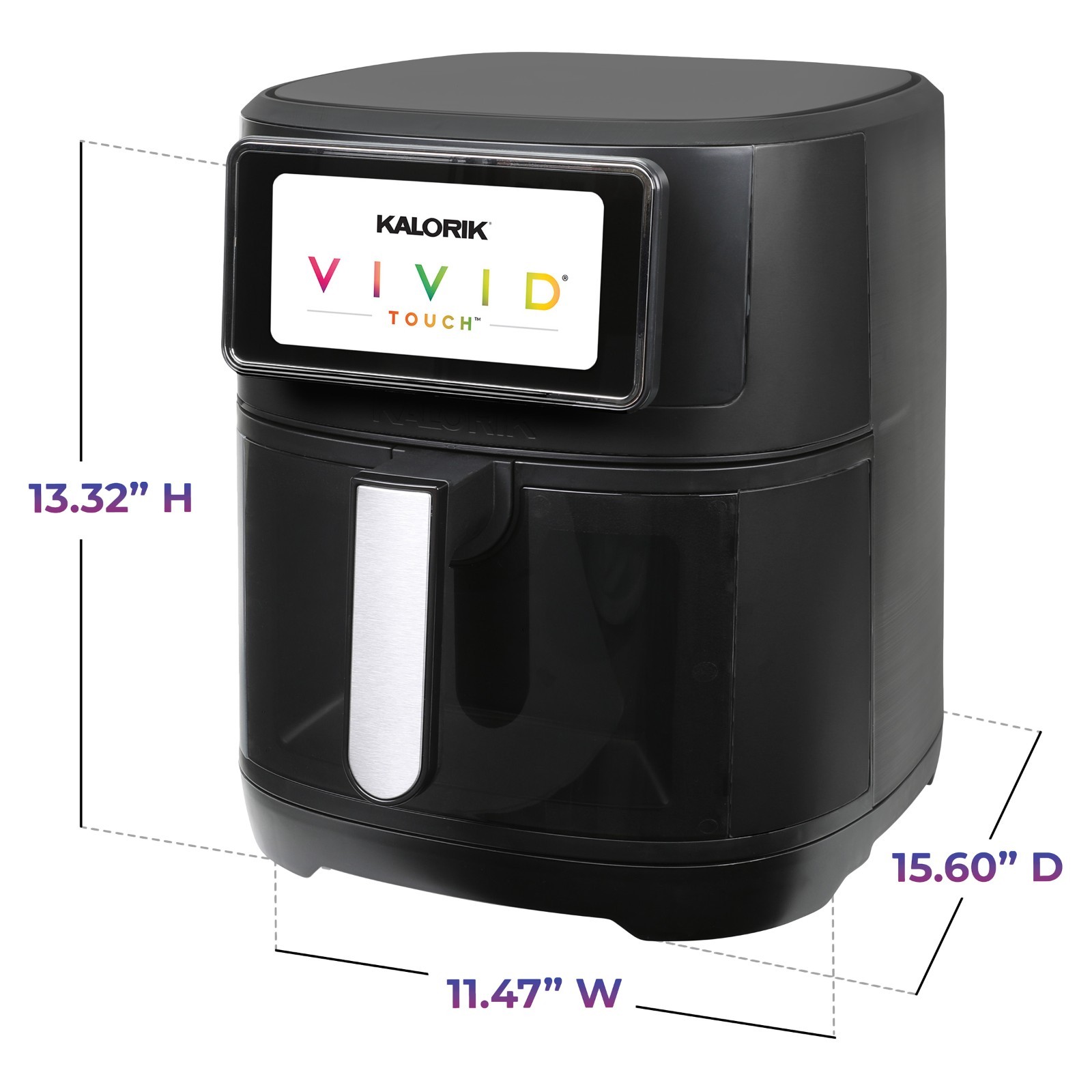 Kalorik Vivid Touch 7qt High-Res Touchscreen Air Fryer with Window Black