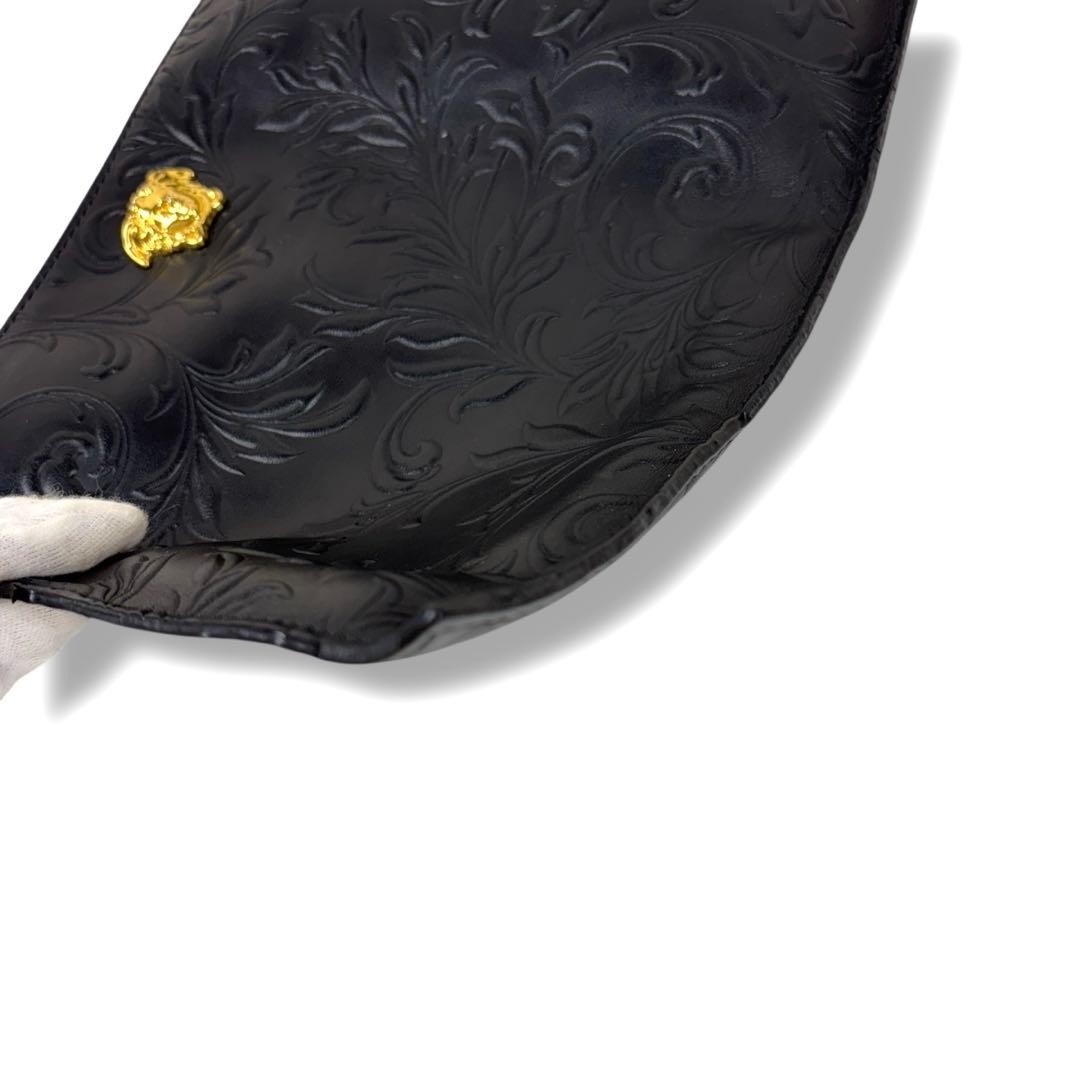 Versace Medusa Barocco Leather Clutch Black Used thumbnail 11