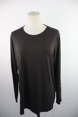 KRIZIA PER TE Damen T-Shirt Größe 19 Vintage Langarm Logo Schwarz Casual