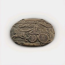 1970s America's Heroes Fire Department Solid Brass Belt Buckle