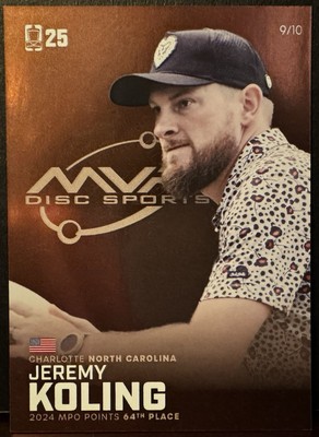 DGPT 2025 Jeremy Koling Bronze Disc Golf Trading Card Serial #9/10