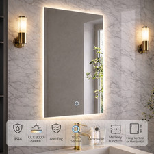 Lumora 800x600mm Backlit LED Bathroom Mirror Tri-Light Touch Demister IP44