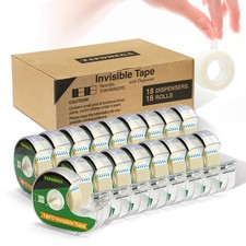 Clear Tape with Dispenser - 18 Pack Frosted Writable Invisible Tape for Home,...