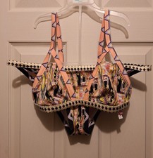 Victoria Secrets Women's Bikini 2-Piece Size Large Black and Coral