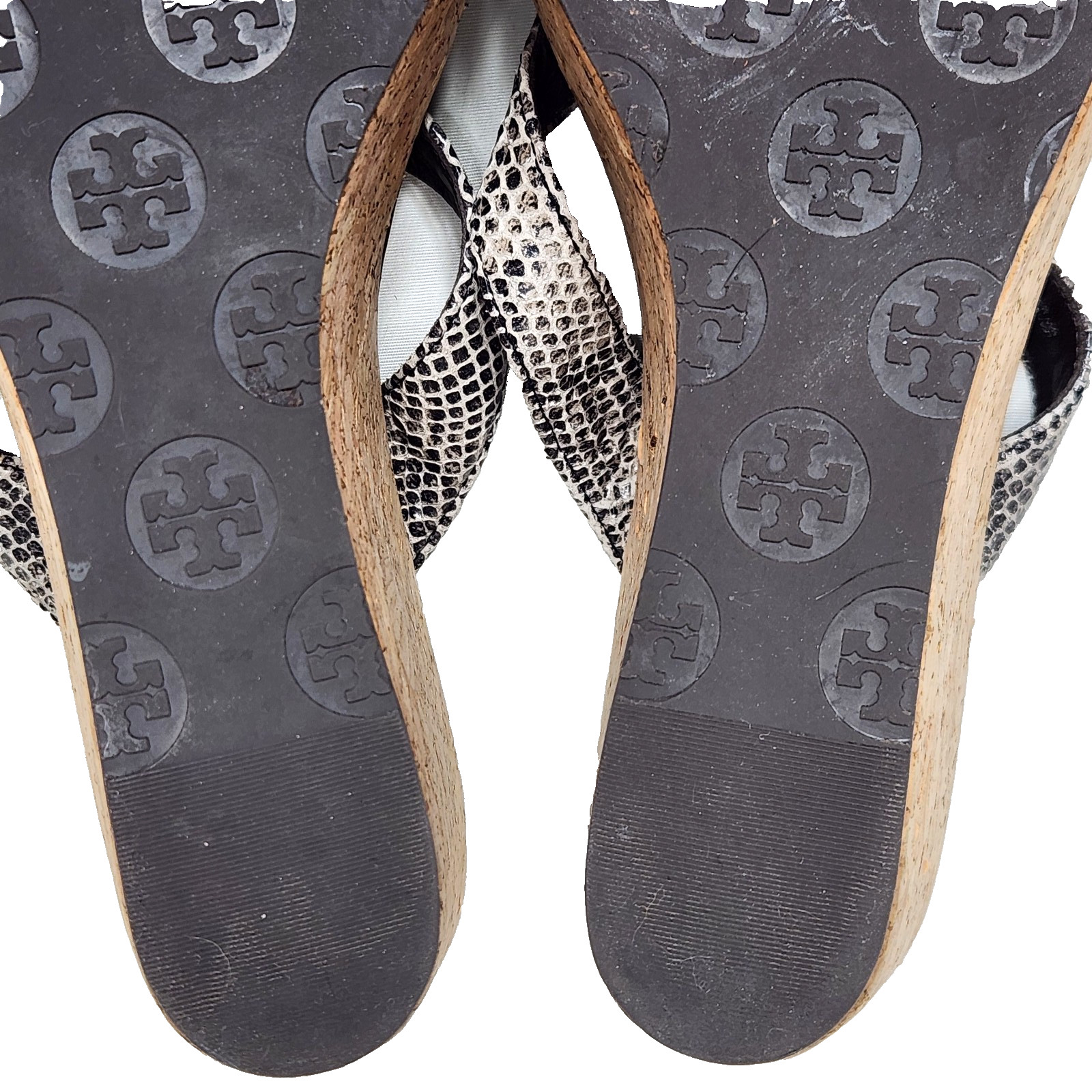 TORY BURCH Python Platform Wedge Logo Thong Sanda… - image 13