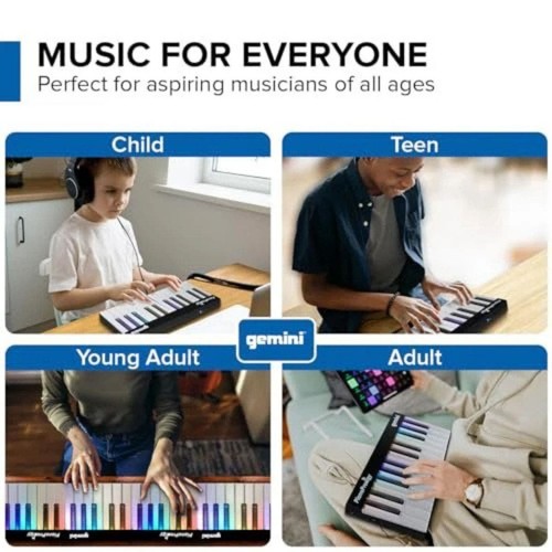 PianoProdigy: 24-Key Smart Wireless MIDI Keyboard - Portable Learning Piano with - Picture 4 of 8