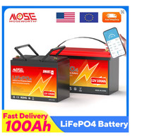 MOSEWORTH LiFePO4 12V 100Ah batterie 12.8V batterie au Lithium 8000 Cycles avec