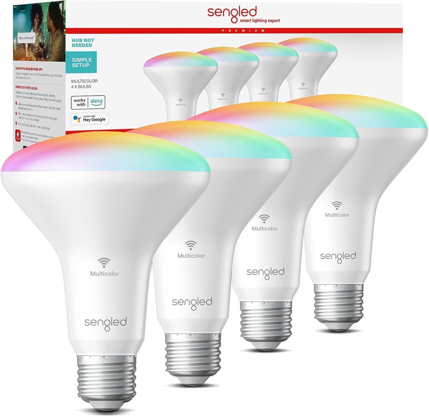 Alexa Google 650lm Dimmable 4 Pack No Hub
